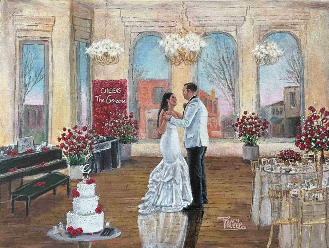 Live Wedding Painting of a first dance at The Grand in Crown Point, In.